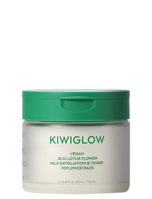 KIWIGLOW Vegan Jeju Lotus Flower Mild Exfoliation & Toner Flower Pads